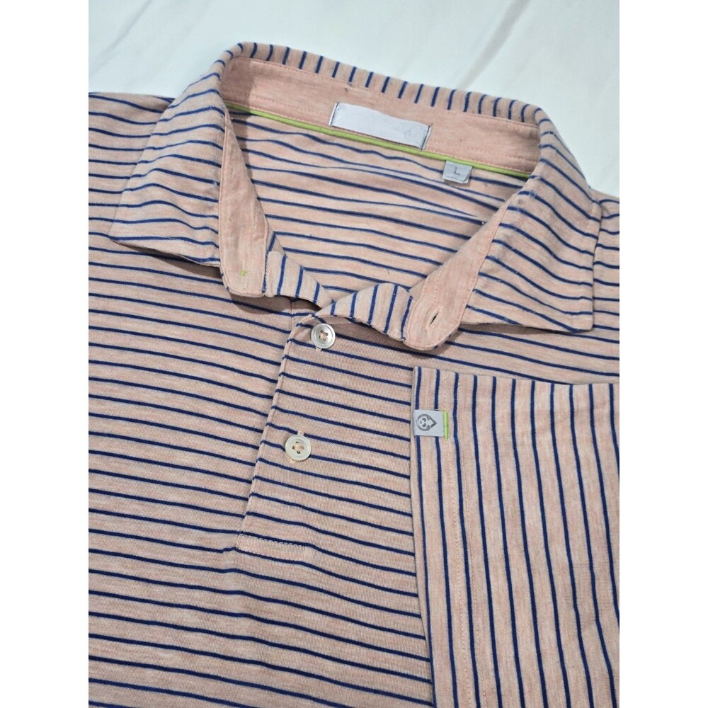 Tasc Performance Cloud Lightweight Polo Shirt Men's Large Pink Stripe Short Slv